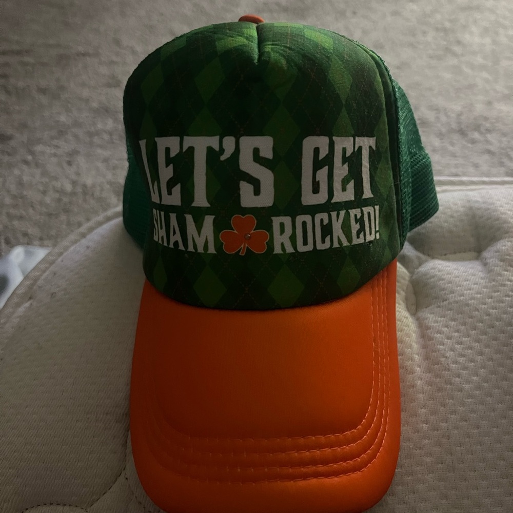Green and Orange Shamrock Hat